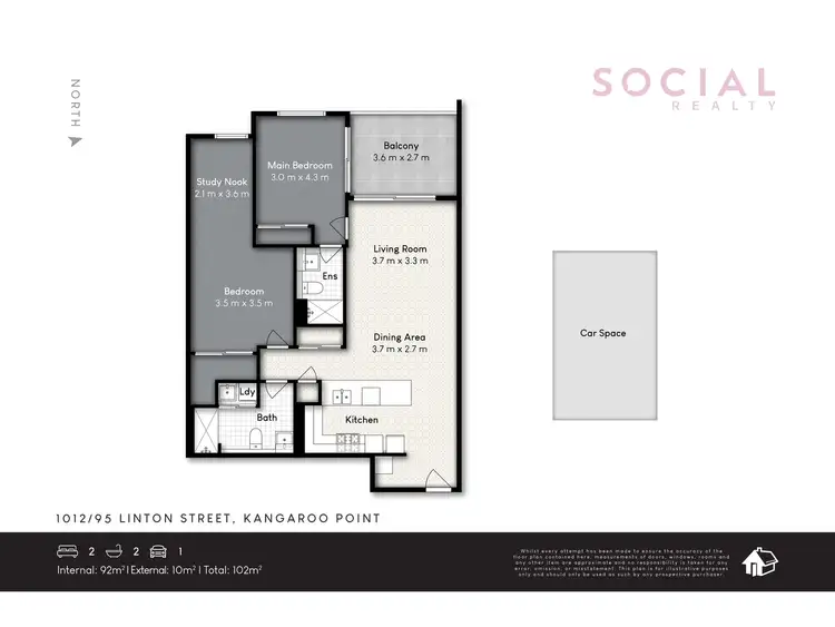 Floorplan of Homely apartment listing, 1012/95 Linton Street, Kangaroo Point QLD 4169