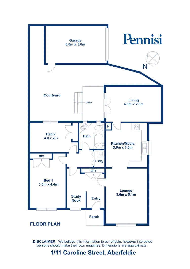Floorplan of Homely villa listing, 1/11 Caroline Street, Aberfeldie VIC 3040