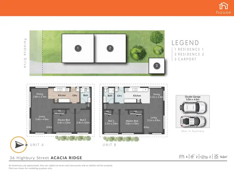 Floorplan of Homely semi-detached listing, 1 & 2/36 Highbury Street, Acacia Ridge QLD 4110