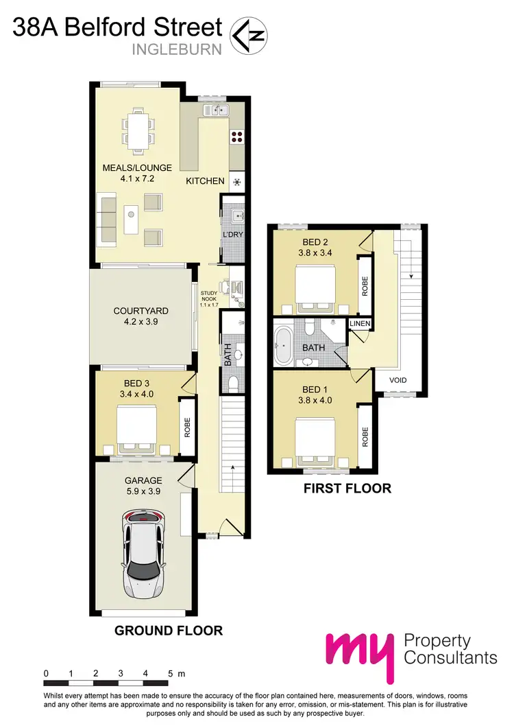 Floorplan of Homely semi-detached listing, 38A Belford Street, Ingleburn NSW 2565