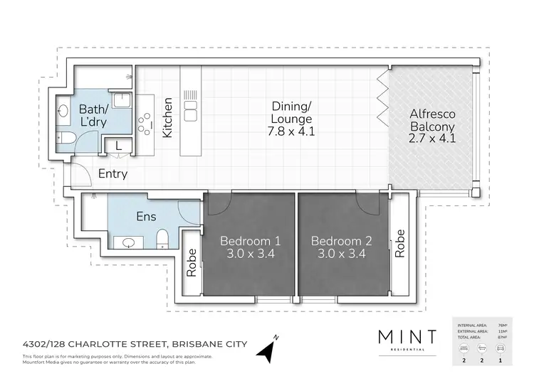 Floorplan of Homely apartment listing, 4302/128 Charlotte Street, Brisbane City QLD 4000