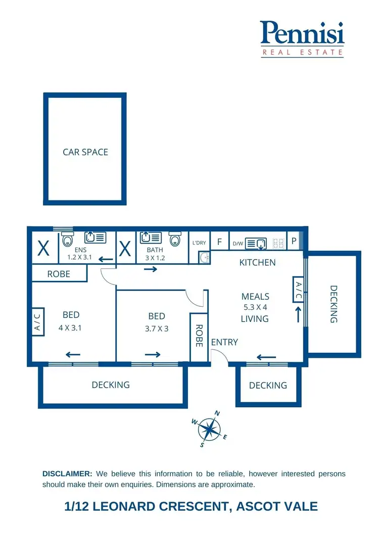 Floorplan of Homely apartment listing, 1/12 Leonard Crescent, Ascot Vale VIC 3032