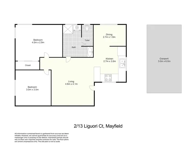 Floorplan of Homely unit listing, 2/13 Liguori Court, Mayfield NSW 2304
