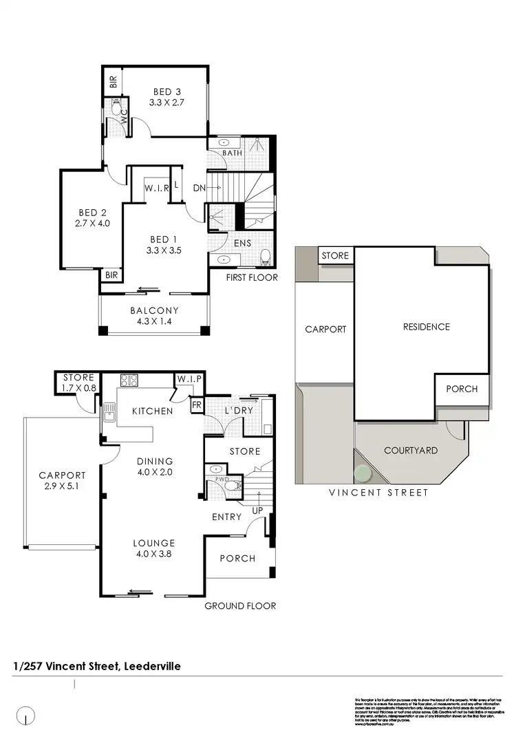 Floorplan of Homely townhouse listing, 1/257 Vincent Street, Leederville WA 6007
