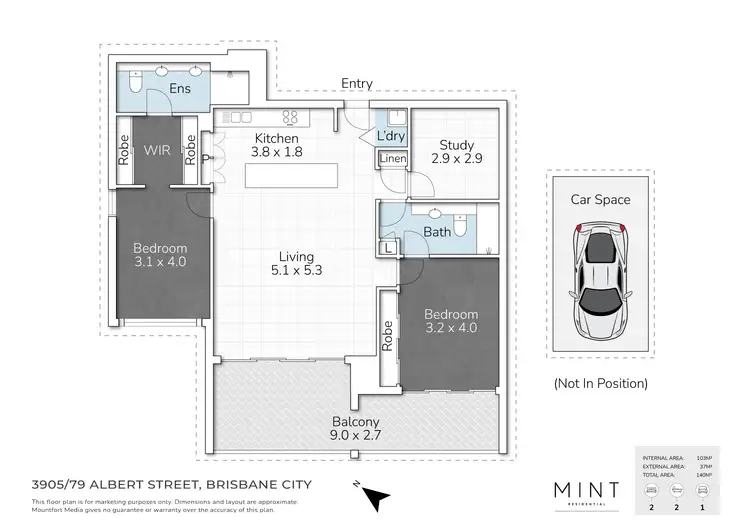 Floorplan of Homely apartment listing, 3905/79 Albert Street, Brisbane City QLD 4000