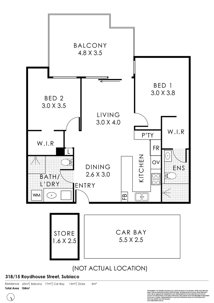 Floorplan of Homely apartment listing, 318/15 Roydhouse Street, Subiaco WA 6008
