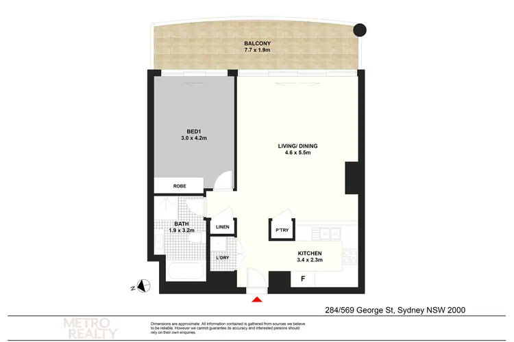 Floorplan of Homely apartment listing, 284/569 George Street, Sydney NSW 2000