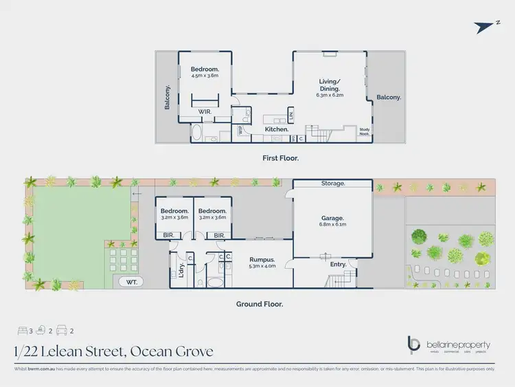 Floorplan of Homely townhouse listing, 1/22 Lelean Street, Ocean Grove VIC 3226