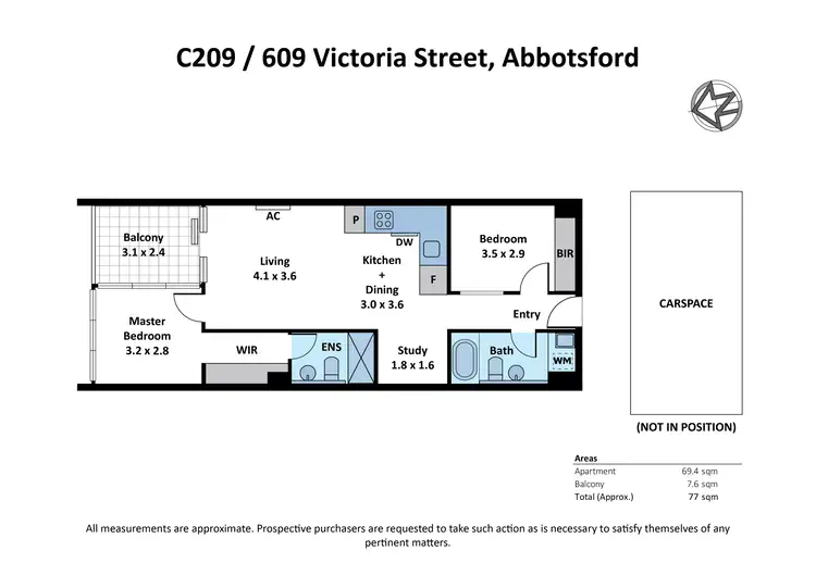 Floorplan of Homely apartment listing, c209/609 Victoria Street, Abbotsford VIC 3067