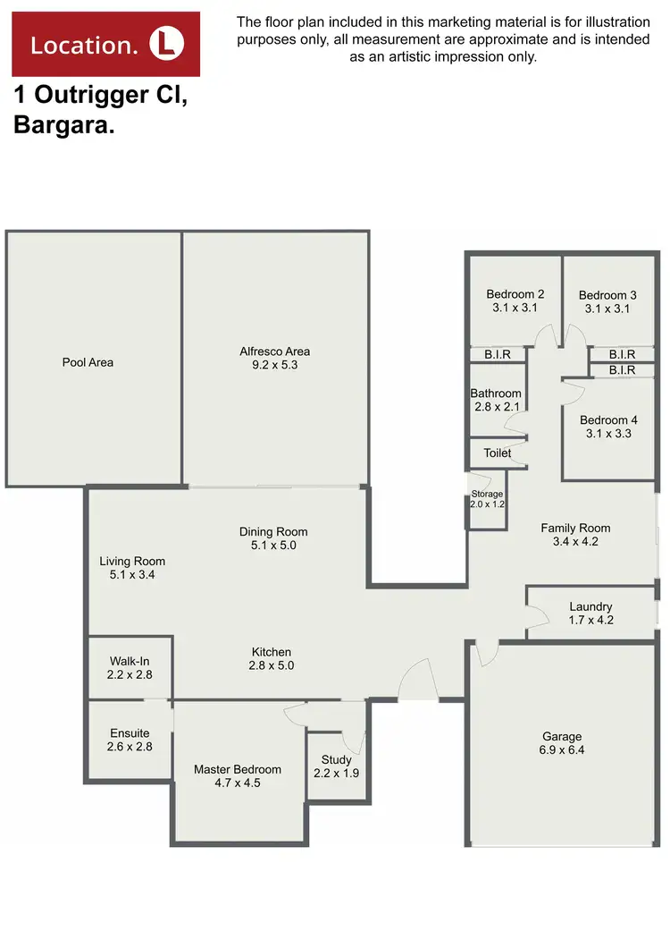 Floorplan of Homely house listing, 1 Outrigger Close, Bargara QLD 4670
