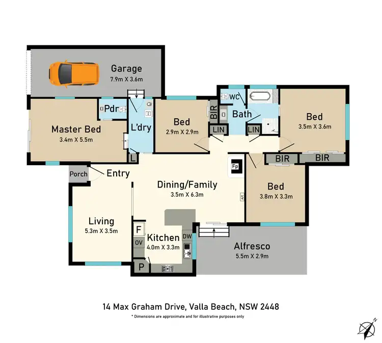 Floorplan of Homely house listing, 14 Max Graham Drive, Valla Beach NSW 2448