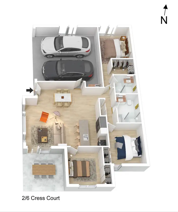 Floorplan of Homely semi-detached listing, 2/6 Cress Court, Pimpama QLD 4209