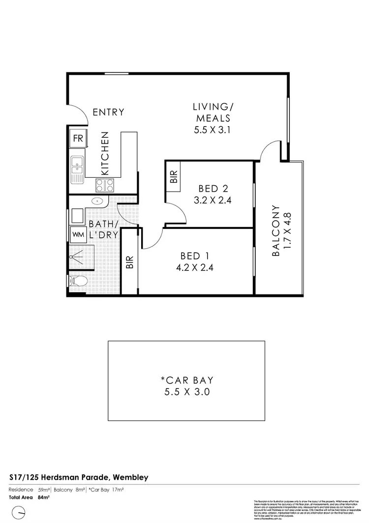 Floorplan of Homely apartment listing, S17/125 Herdsman Parade, Wembley WA 6014
