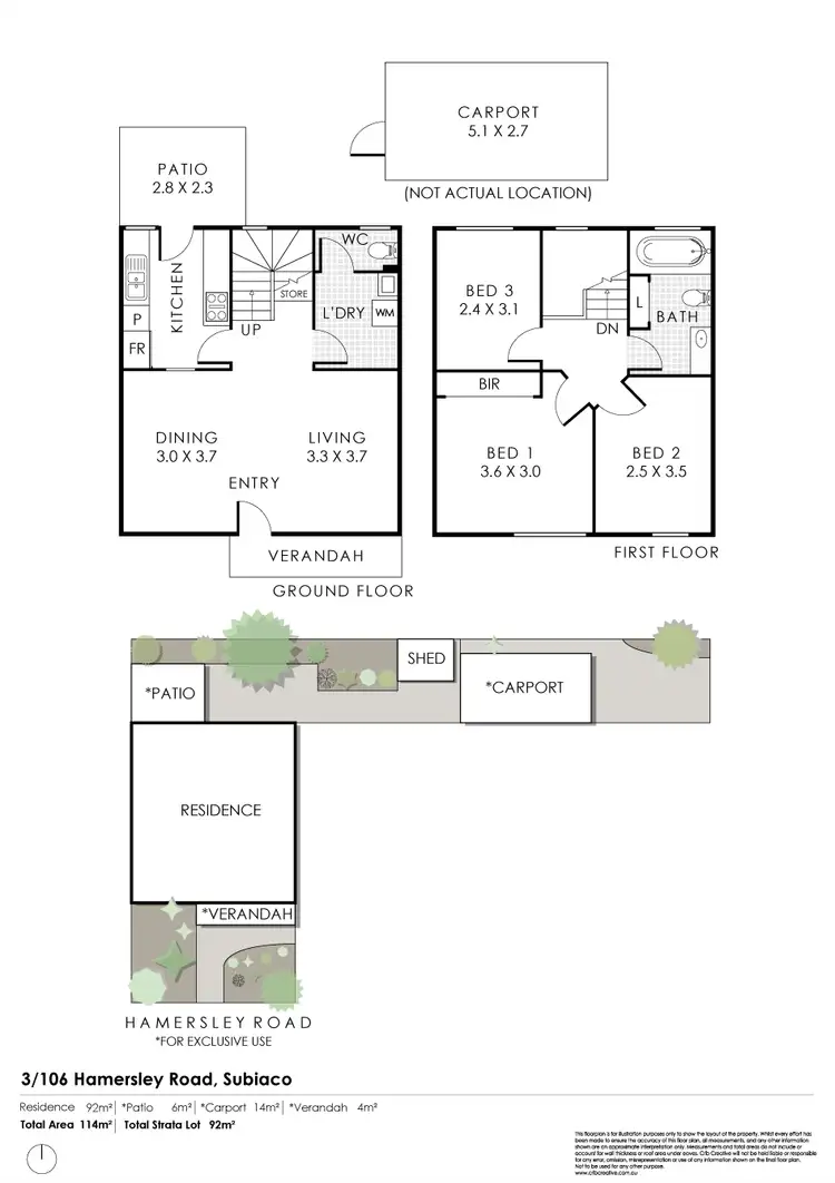 Floorplan of Homely townhouse listing, 3/106 Hamersley Road, Subiaco WA 6008