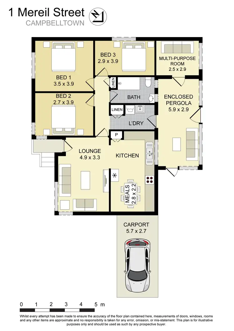 Floorplan of Homely house listing, 1 Mereil Street, Campbelltown NSW 2560