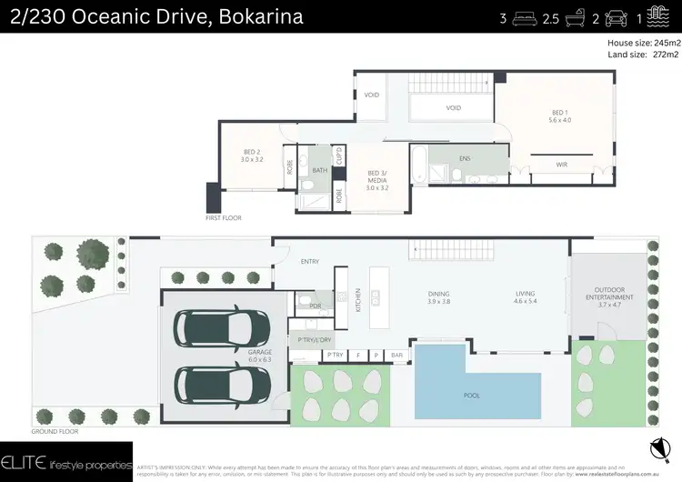 Floorplan of Homely semi-detached listing, 2/230 Oceanic Drive, Bokarina QLD 4575