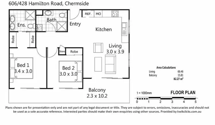 Floorplan of Homely apartment listing, 606/428 Hamilton Road, Chermside QLD 4032
