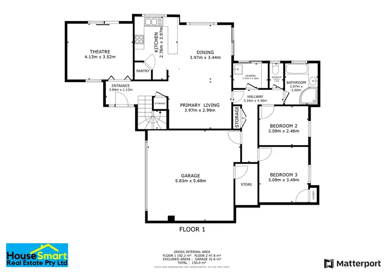 Floorplan of Homely townhouse listing, 3/72 Hardey Road, Belmont WA 6104