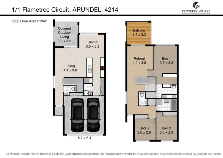 Floorplan of Homely townhouse listing, 1/1 Flametree Circuit, Arundel QLD 4214