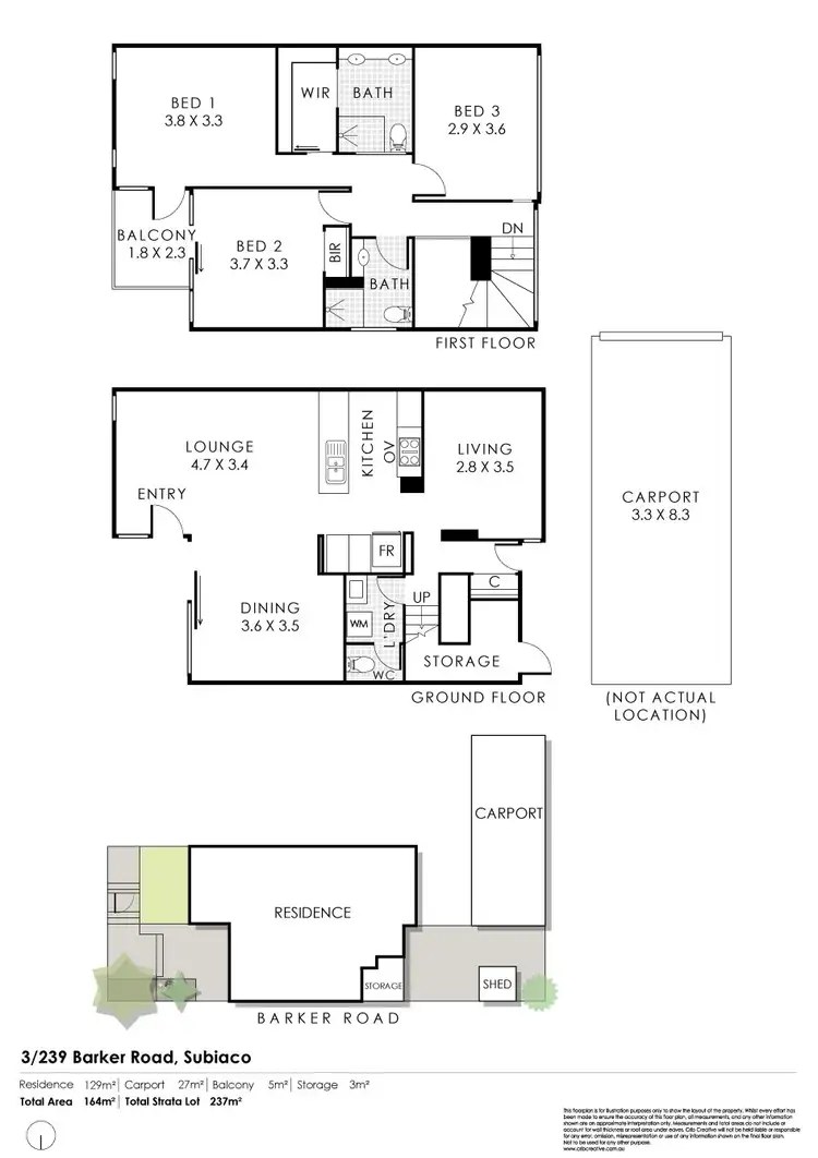 Floorplan of Homely townhouse listing, 3/239 Barker Road, Subiaco WA 6008