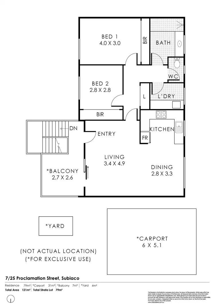 Floorplan of Homely townhouse listing, 7/25 Proclamation Street, Subiaco WA 6008