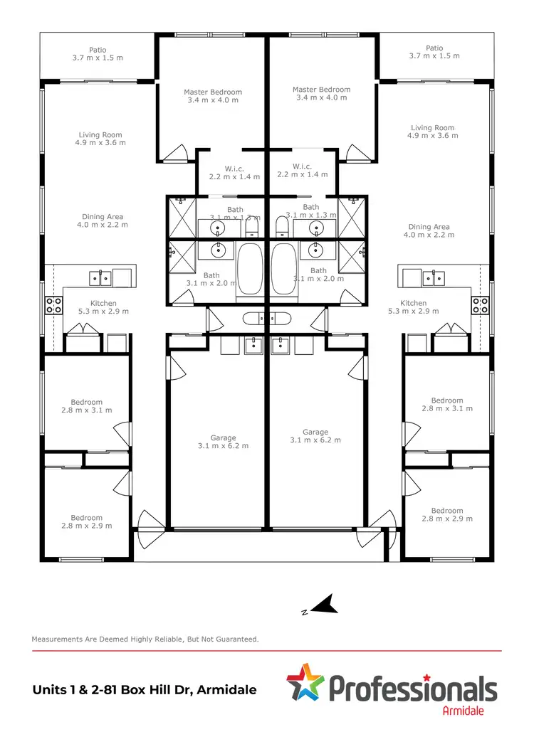 Floorplan of Homely block of units listing, 1&2/81 Box Hill Drive, Armidale NSW 2350