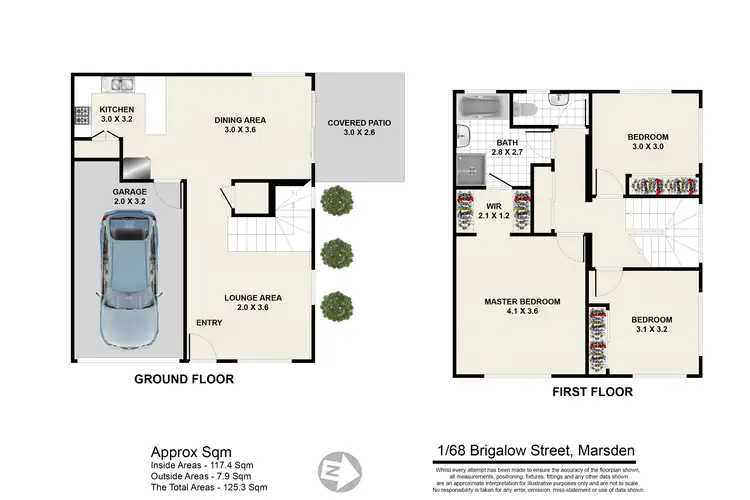 Floorplan of Homely townhouse listing, 1/68 Brigalow Street, Marsden QLD 4132