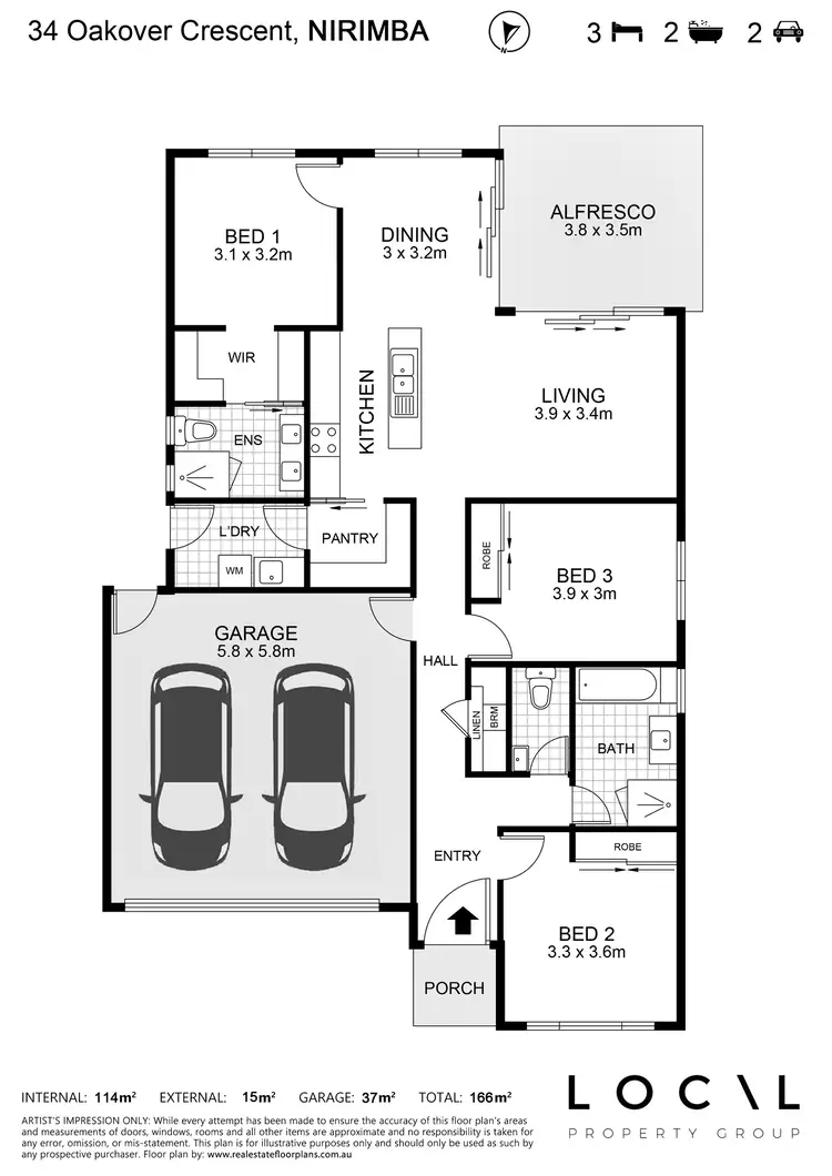 Floorplan of Homely house listing, 34 Oakover Crescent, Nirimba QLD 4551