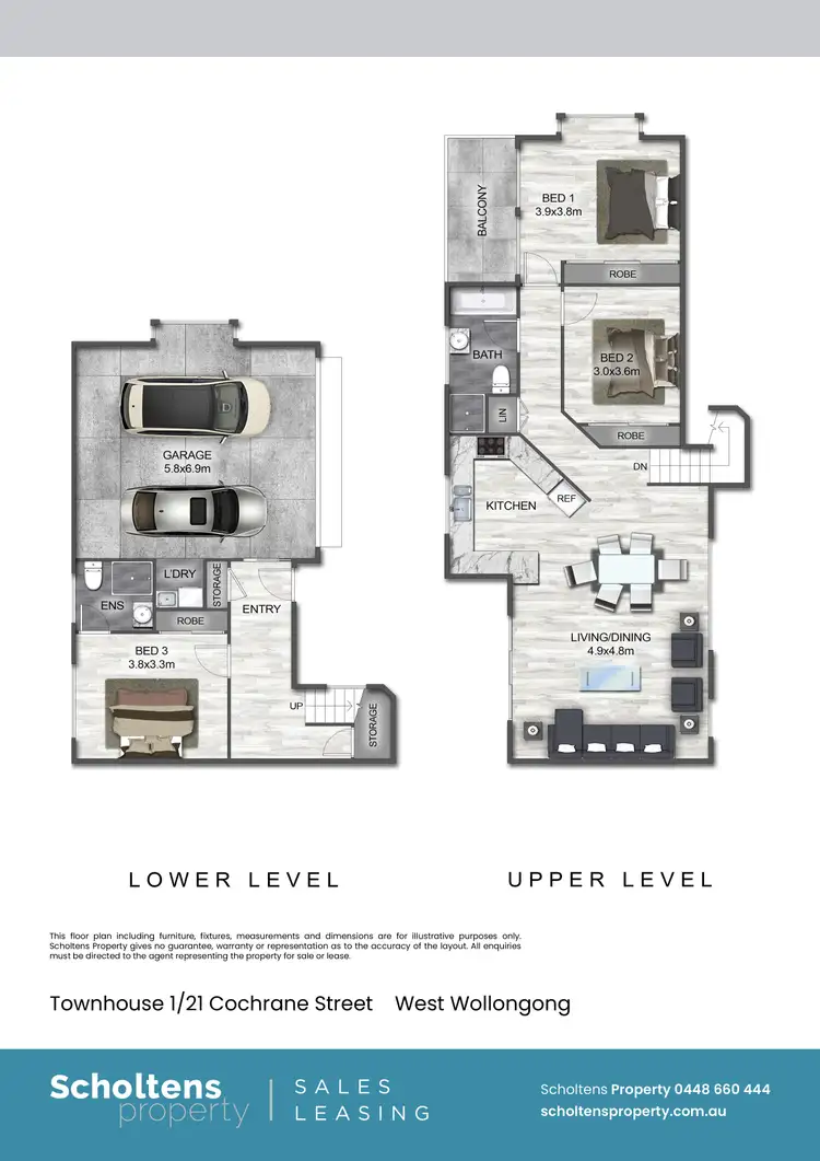 Floorplan of Homely townhouse listing, 1/21 Cochrane Street, West Wollongong NSW 2500