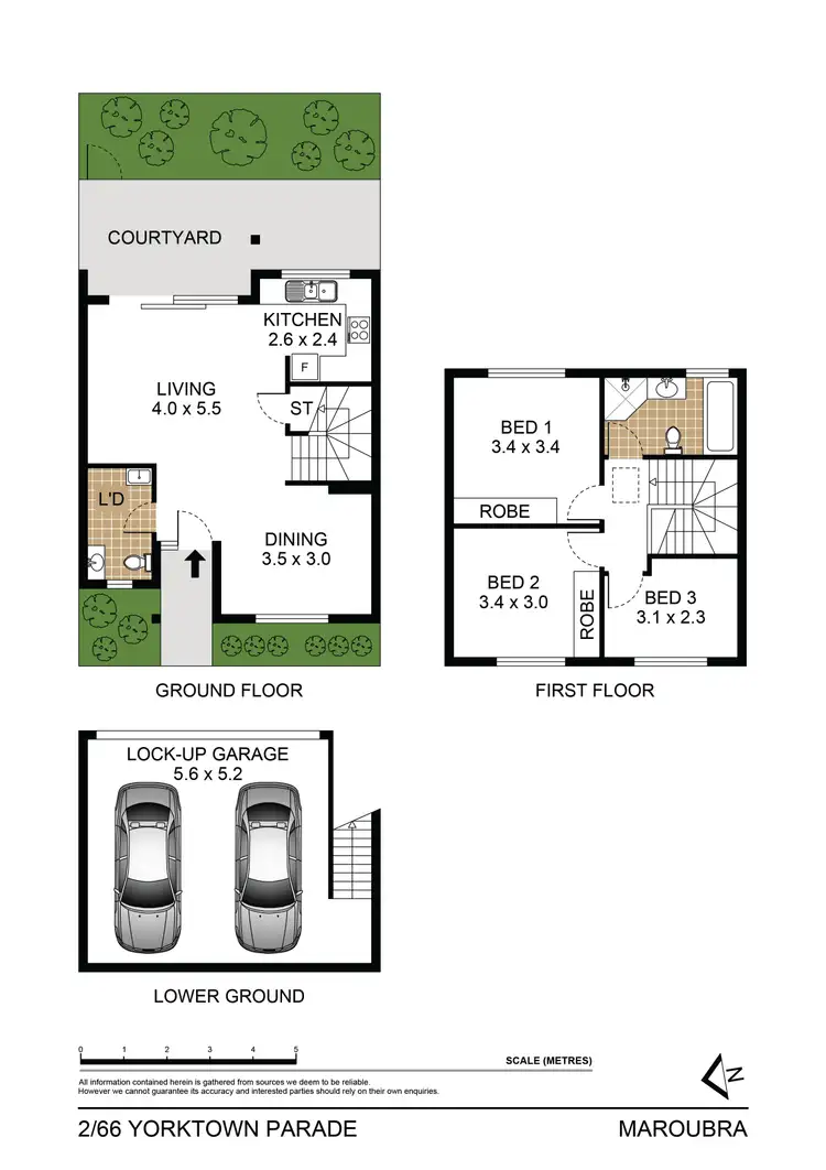 Floorplan of Homely townhouse listing, 2/66 Yorktown Parade, Maroubra NSW 2035