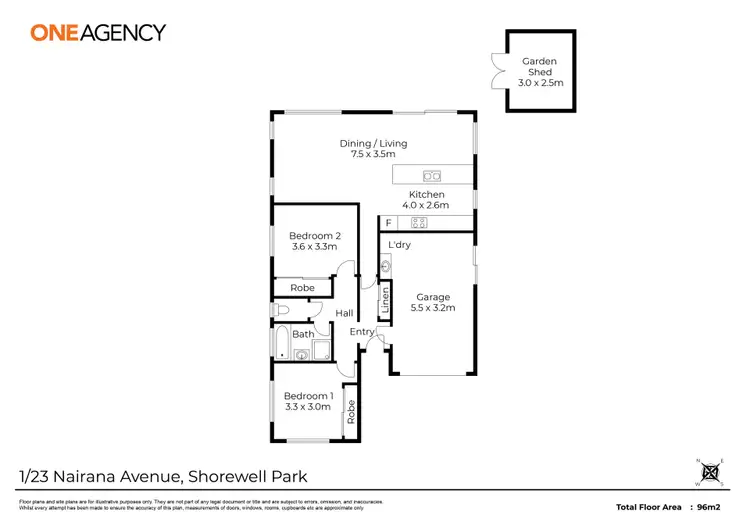 Floorplan of Homely unit listing, 1/23 Nairana Avenue, Shorewell Park TAS 7320