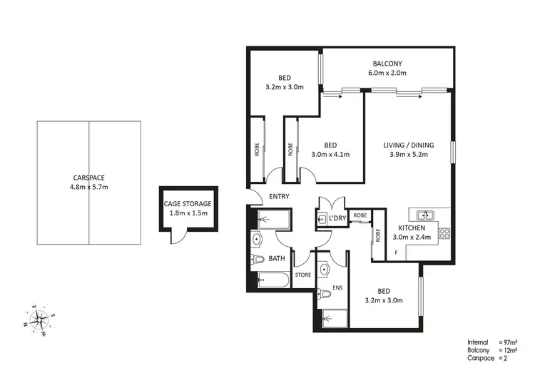 Floorplan of Homely unit listing, C305/48-56 Derby Street, Kingswood NSW 2747