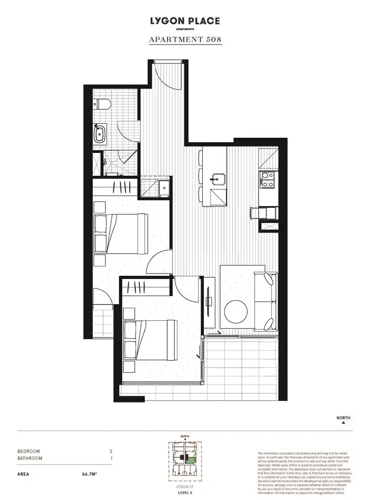 Floorplan of Homely apartment listing, 508/240-250 Lygon Street, Brunswick East VIC 3057