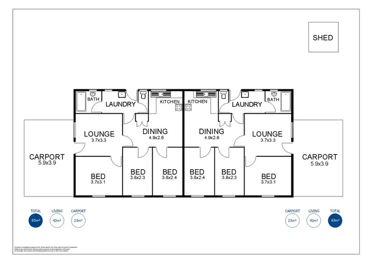 Floorplan of Homely semi-detached listing, 10 - 12 Lohmann Street, Murray Bridge SA 5253