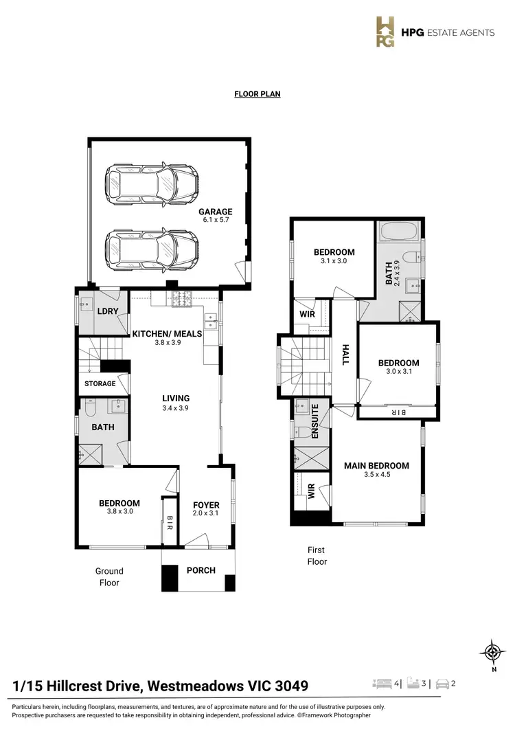 Floorplan of Homely townhouse listing, 1/15 Hillcrest Drive, Westmeadows VIC 3049