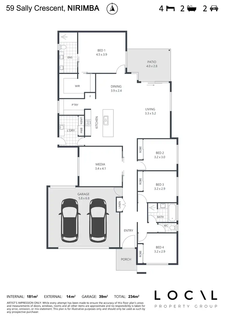 Floorplan of Homely house listing, 59 Sally Crescent, Nirimba QLD 4551