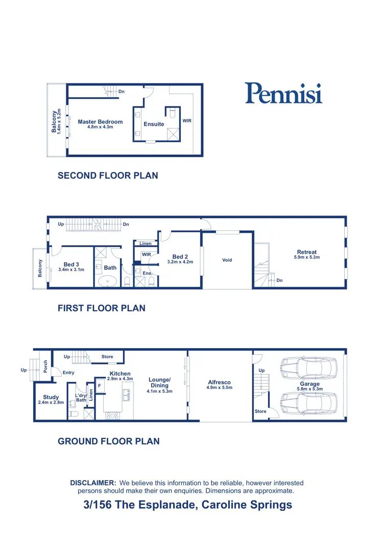 Floorplan of Homely townhouse listing, 3/156 The Esplanade, Caroline Springs VIC 3023