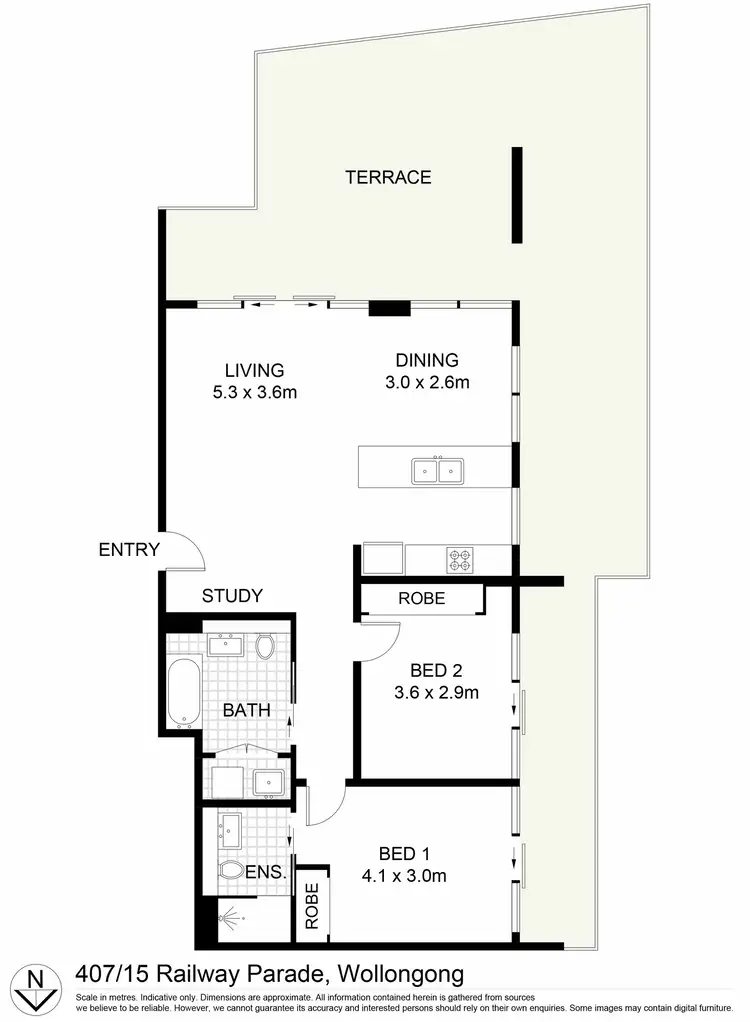 Floorplan of Homely apartment listing, 407/15 Railway Parade, Wollongong NSW 2500