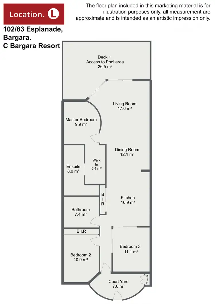 Floorplan of Homely unit listing, 102/83 Esplanade, Bargara QLD 4670