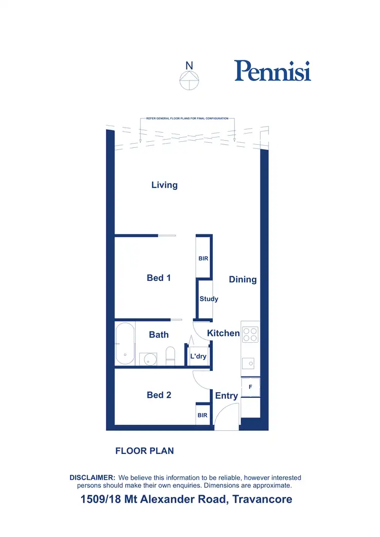 Floorplan of Homely apartment listing, 1509/18 Mount Alexander Road, Travancore VIC 3032