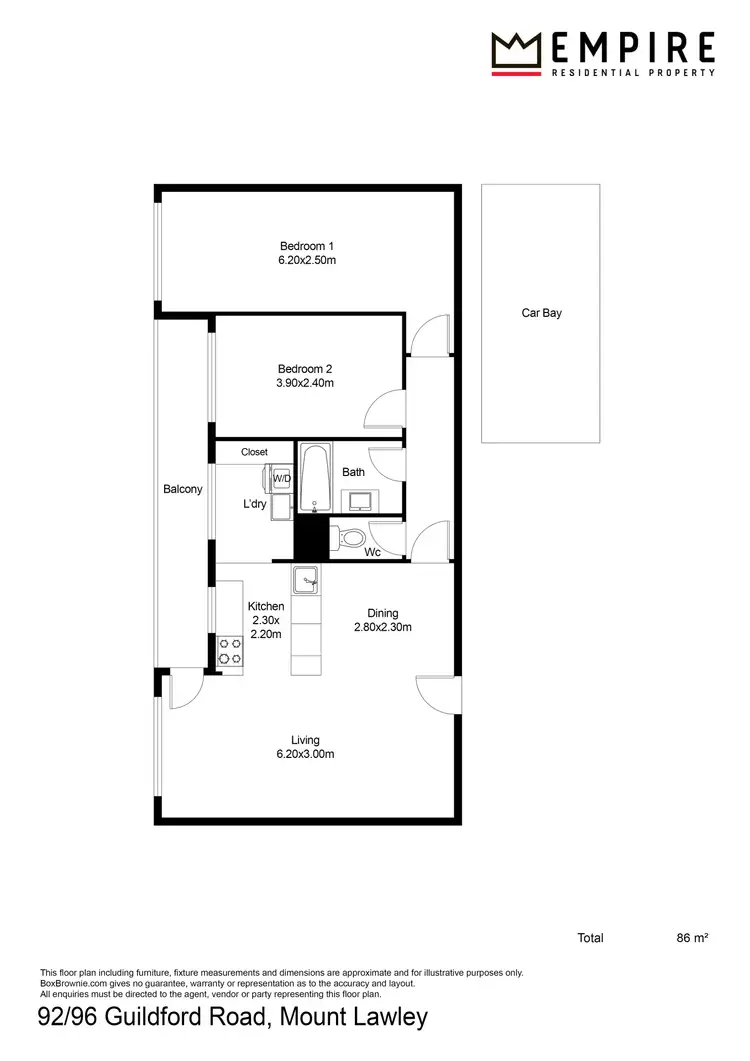 Floorplan of Homely apartment listing, 92/96 Guildford Road, Mount Lawley WA 6050
