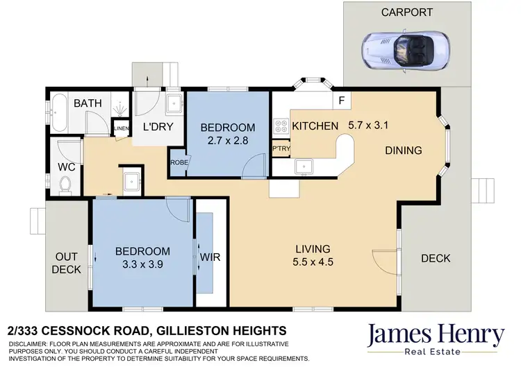 Floorplan of Homely retirement listing, 2/333 Cessnock Road, Gillieston Heights NSW 2321