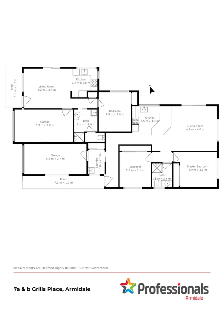 Floorplan of Homely semi-detached listing, 7A & 7B Grills Place, Armidale NSW 2350
