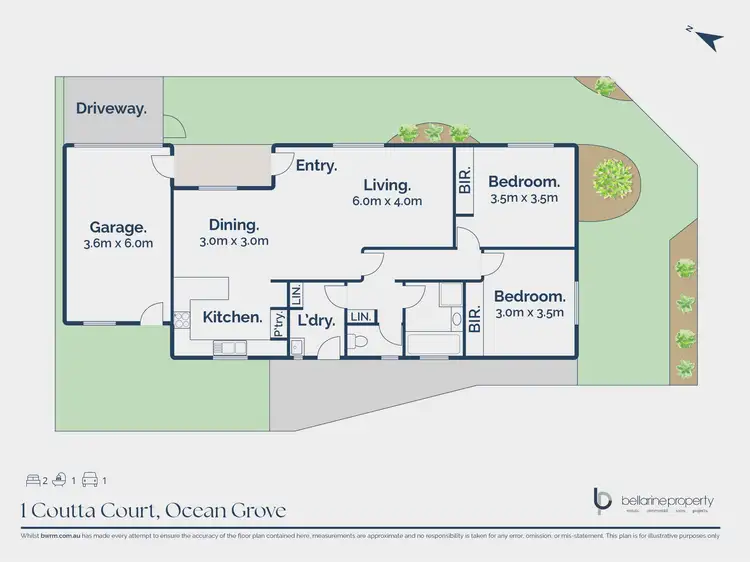 Floorplan of Homely townhouse listing, 1 Coutta Court, Ocean Grove VIC 3226