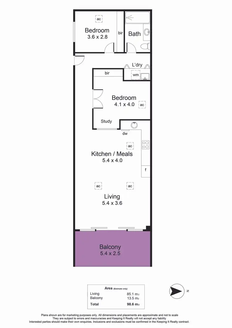 Floorplan of Homely unit listing, 305/1-5 Euston Walk, Mawson Lakes SA 5095