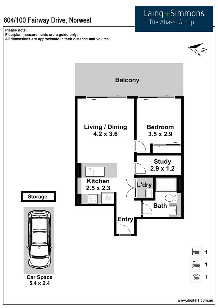 Floorplan of Homely apartment listing, 804/100 Fairway Drive, Norwest NSW 2153