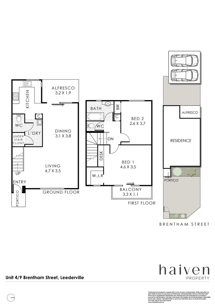 Floorplan of Homely townhouse listing, 4/9 Brentham Street, Leederville WA 6007