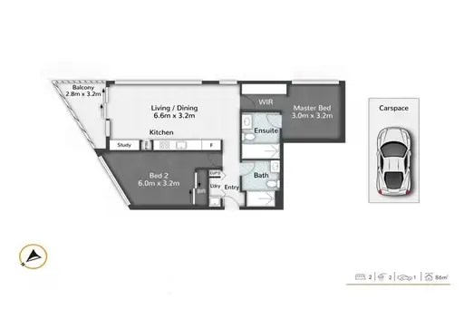 Floorplan of Homely unit listing, 1706/348 Water Street, Fortitude Valley QLD 4006