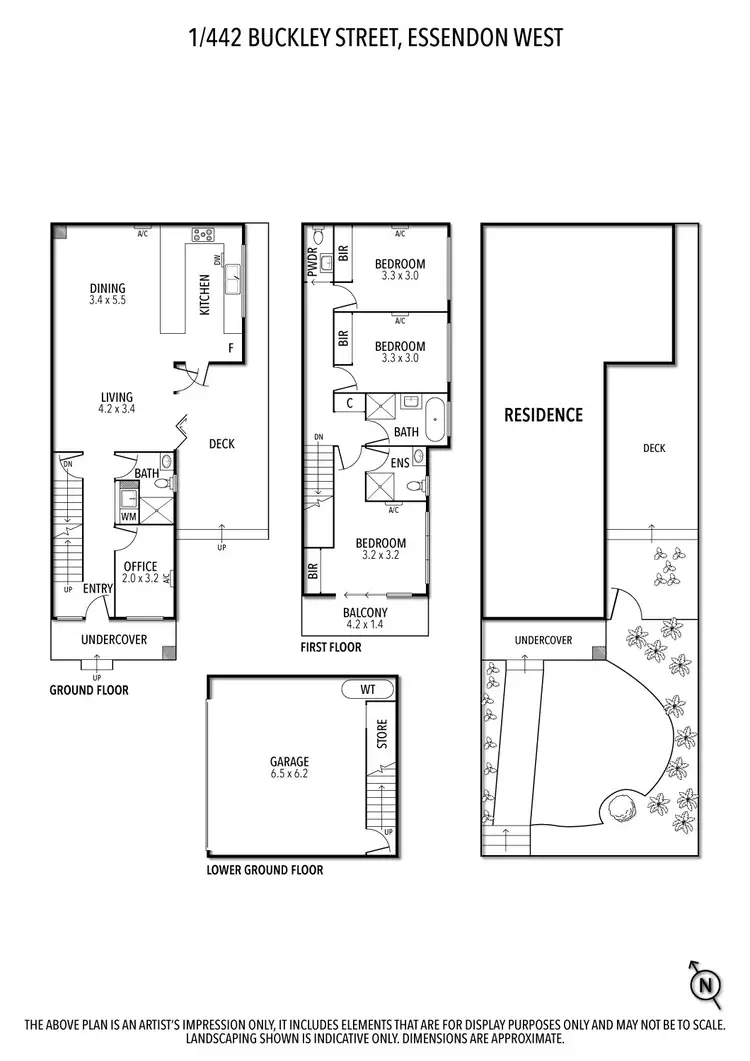 Floorplan of Homely townhouse listing, 1 & 2/442 Buckley Street, Essendon West VIC 3040