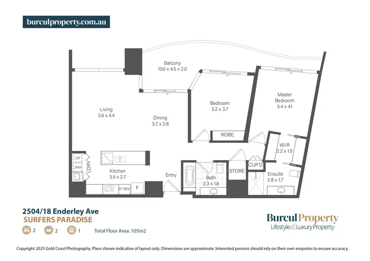 Floorplan of Homely apartment listing, 2504/18 Enderley Avenue, Surfers Paradise QLD 4217